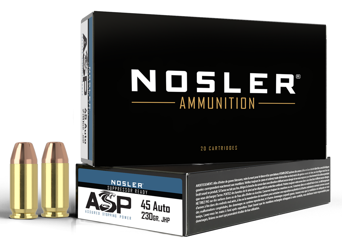 Nosler Assured Stopping Power 45 ACP 230gr JHP 50/Box - Box or Case