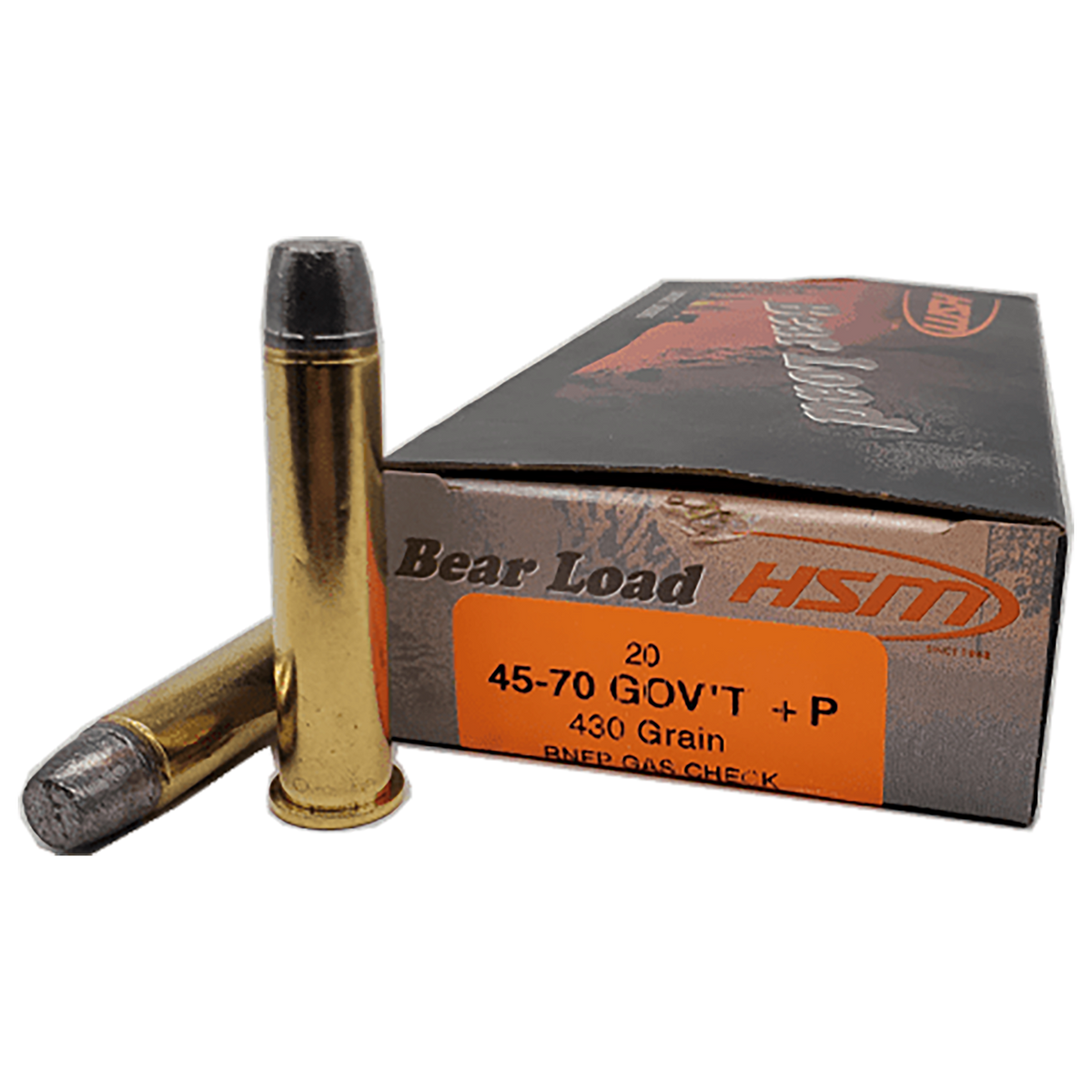 HSM Bear Load 45-70 Gov 430gr Round Nose Flat Point 20 Rd - Box or Case