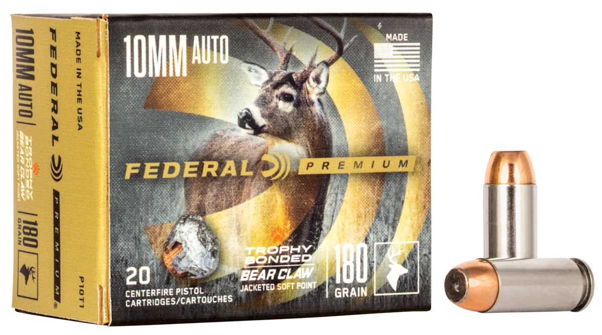 Federal Premium 10mm Auto 180gr Trophy Bonded Bear Claw JSP 20rd - Box or Case