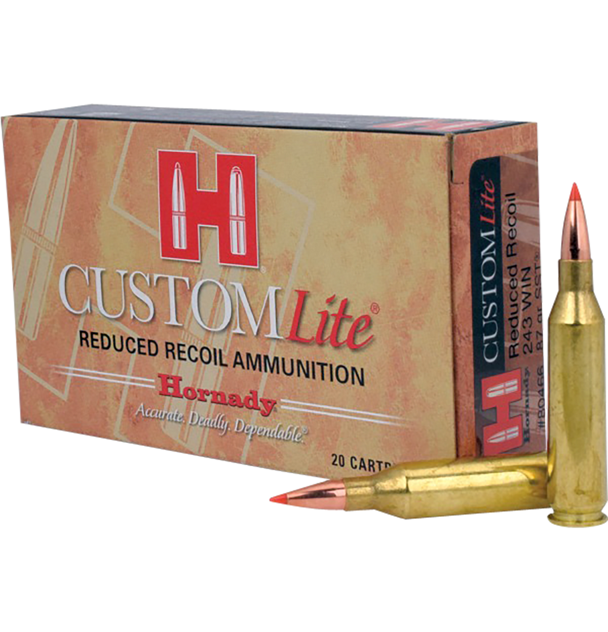 Hornady Custom Lite 243 Win 87gr SST 20rd Box/200rd Case - Box or Case
