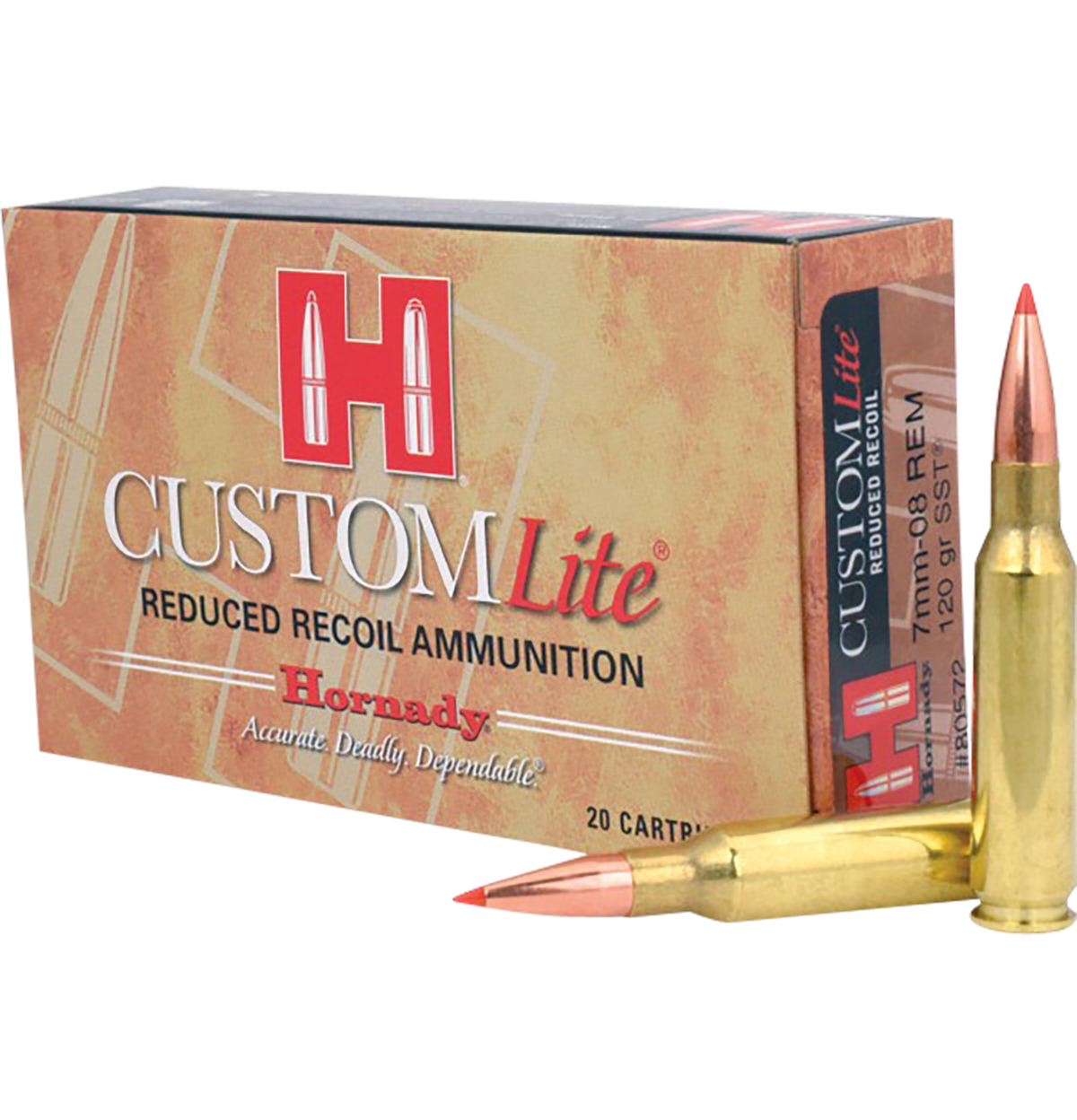 Hornady Custom Lite 7mm-08 Rem 120gr SST 20/Box - Box or Case