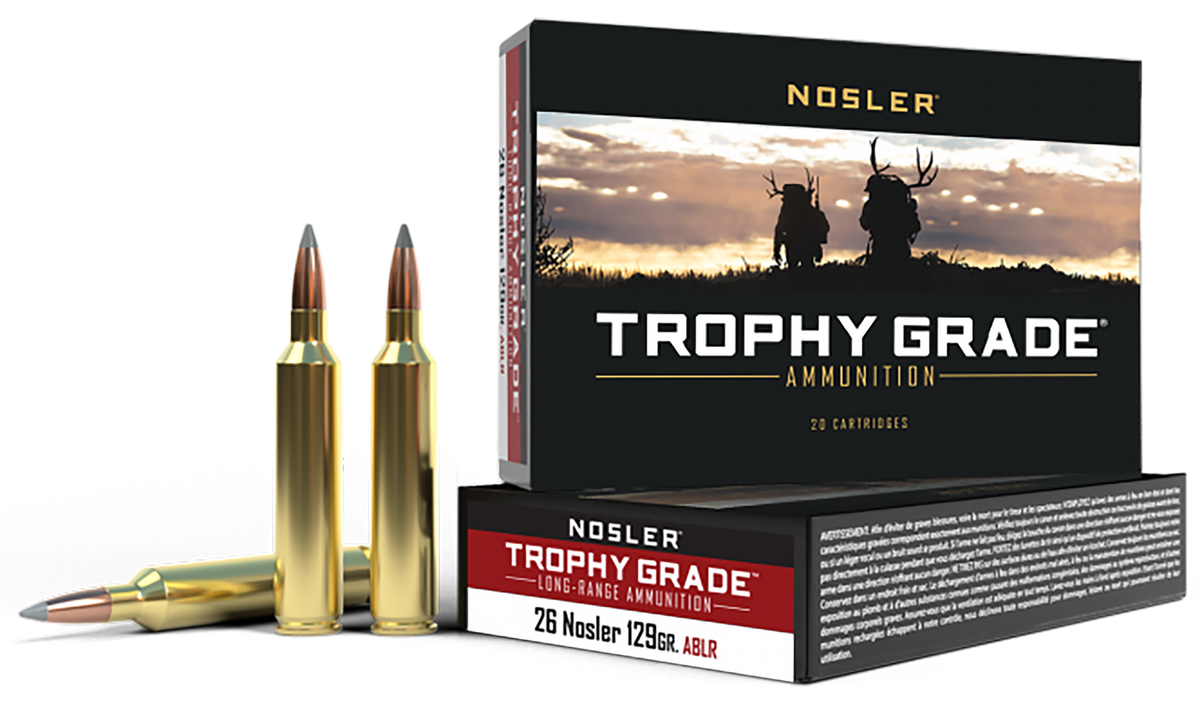 Nosler Trophy Grade Long-Range 26 Nosler 129gr AccuBond Long Range 20-Rd/Box - Box or Case