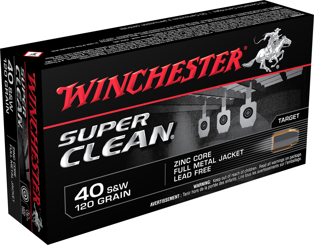Winchester Ammo Super Clean 40 S&W 120gr Lead Free Full Metal Jacket - Box or Case