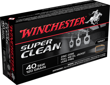 Winchester Ammo Super Clean 40 S&W 120gr Lead Free Full Metal Jacket - Box or Case