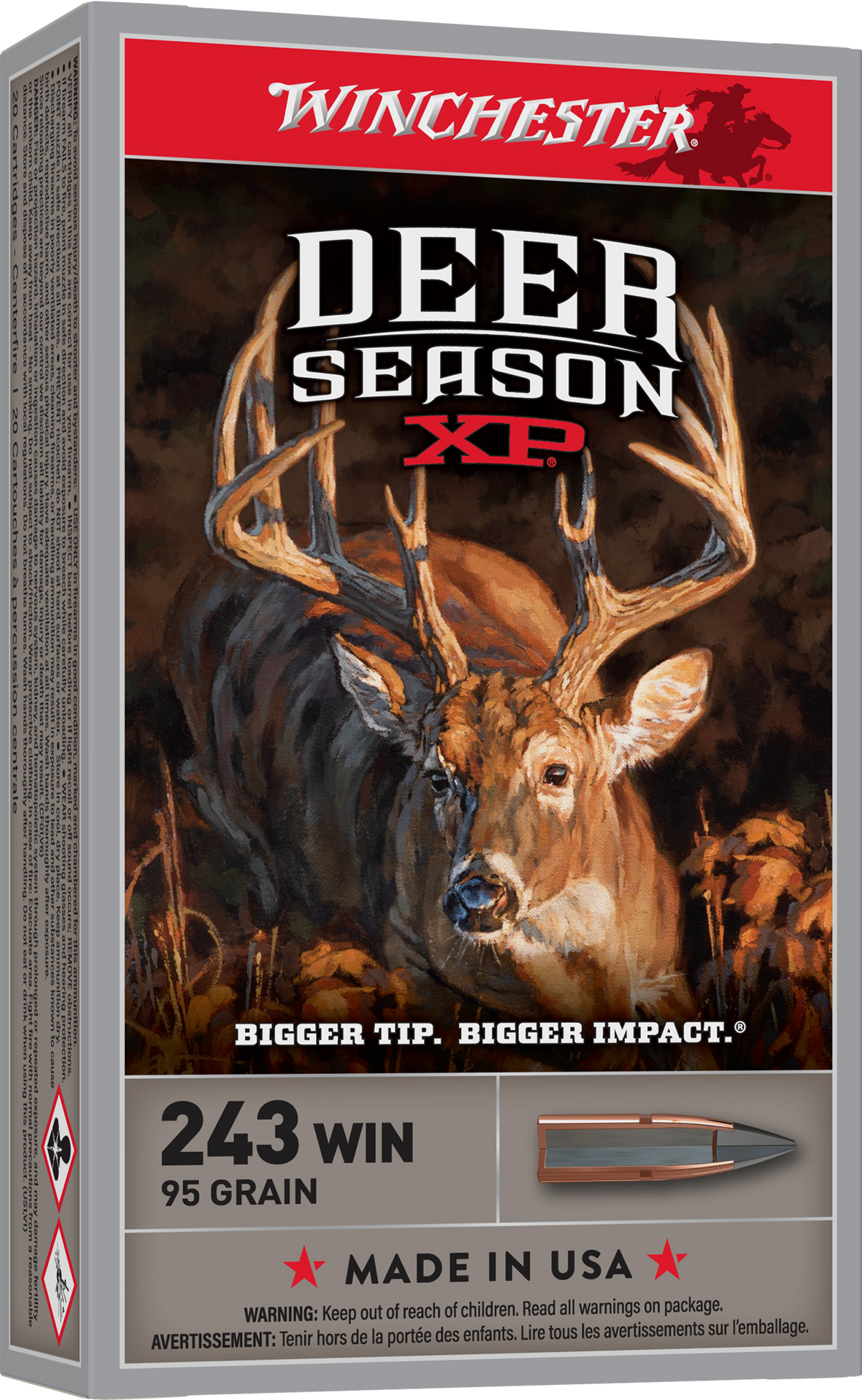 Winchester Ammo Deer Season XP 243 Win 95 gr Extreme Point 20 Rd - Box or Case