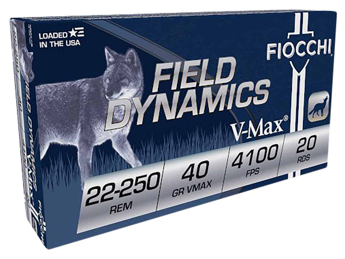 Fiocchi Field Dynamics 22-250 Rem 40gr Hornady V-Max 20/Box - Box or Case