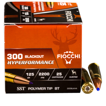 Fiocchi Hyperformance 300 Blackout 125gr Super Shock Tip 25 Bx/20 Cs - Box or Case