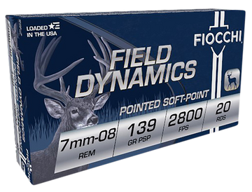 Fiocchi 7MM08B Field Dynamics 7mm-08 Rem 139gr Pointed Soft Point 20 Bx/10 Cs - Box or Case