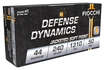 Fiocchi Defense Dynamics 44 Rem Mag 240gr Jacketed Soft Point 50 Bx/10 Cs - Box or Case