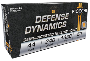 Fiocchi Defense Dynamics 44 Rem Mag 240gr JHP 50 Bx/10 Cs - Box or Case