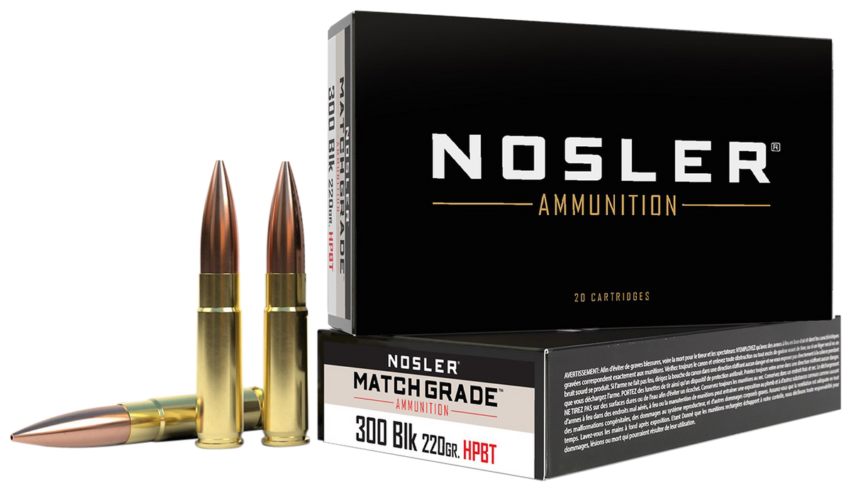 Nosler Match Grade 300 Blackout 220gr Custom Competition HPBT 20/Box - Box or Case