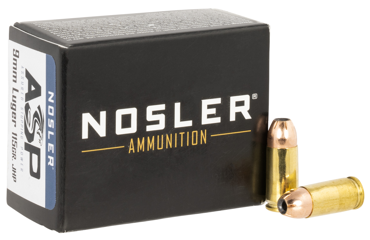 Nosler Assured Stopping Power 9mm Luger 115 gr JHP - Box or Case