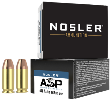 Nosler Assured Stopping Power 45 ACP 185 gr JHP - Box or Case