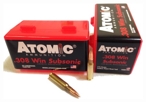 Atomic 308 Winchester 175gr HPBT Subsonic Rifle Ammo - Box or Case