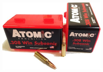 Atomic 308 Winchester 175gr HPBT Subsonic Rifle Ammo - Box or Case