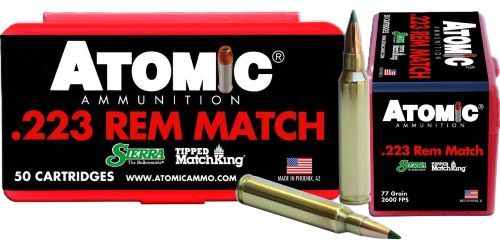 Atomic 223 Rem 77gr Tipped MatchKing Rifle Ammo - Box or Case