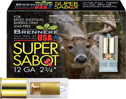 Brenneke SuperSabot 12 Gauge 2.75" 1 1/8 oz Sabot Slug 5 Rd - Box or Case