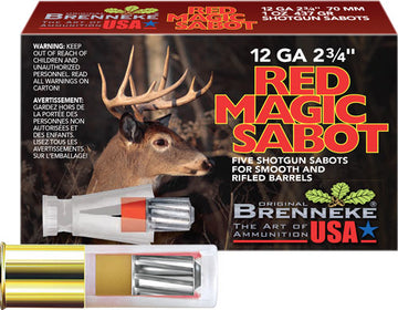Brenneke Red Magic Sabot 12 Gauge 2.75" 1 oz 5 Rd Slug - Box or Case