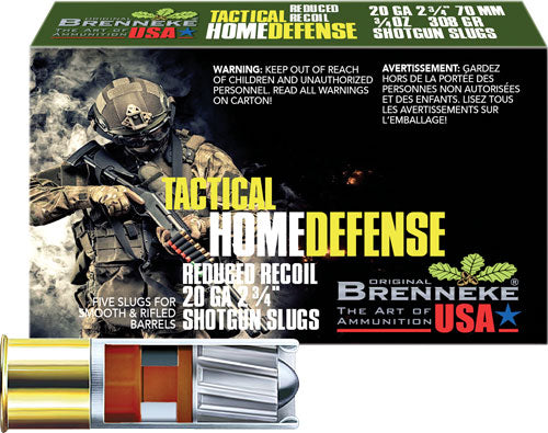 Brenneke SL202THD Tactical Home Defense 20 Gauge 2.75" 3/4 oz Slug 5 Rd - Box or Case