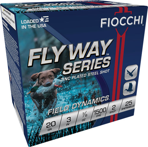 Fiocchi Flyway 20 Gauge 3" 7/8 oz #2 Plated Steel Shot 1500 fps 25 Rd - Box or Case