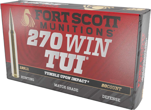 Fort Scott Munitions Tumble Upon Impact (TUI) 270 Win 130gr Solid Copper Spun 20rd - Box or Case