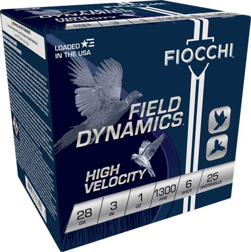 Fiocchi Field Dynamics High Velocity 28 Gauge 3" 1 oz #6 Shot 25 Rd/10 Cs - Box or Case
