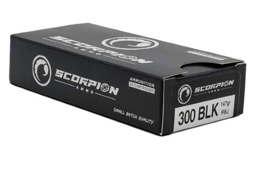 Scorpion Ammo 300 Blackout 147gr FMJ 20rd Rifle Ammo - Box or Case