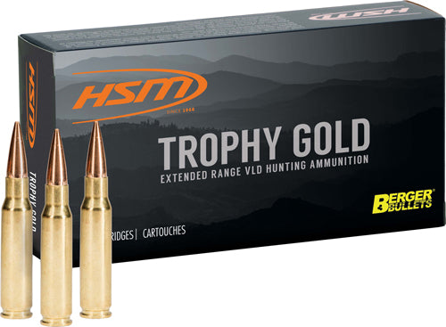 HSM Ammo Trophy Gold .338 Lapua Mag 250gr Berger OTM 20 Rd - Box or Case