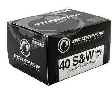 Scorpion Ammo 40 S&W 180gr JHP 20 Rd - Box or Case