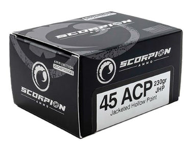 Scorpion Ammo 45 ACP 230gr JHP 20 Rd - Box or Case