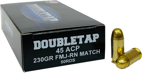 DoubleTap Ammunition Match 45 ACP 230gr FMJ-RN 50 Rd - Box or Case