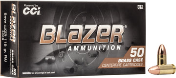 CCI Blazer Brass 9mm Luger 115gr FMJ 50-Rd - Box or Case