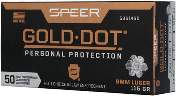 Speer Gold Dot 9mm Luger 115gr GDHP 50 Rd - Box or Case