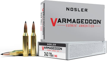 Nosler Varmageddon 243 Win 70gr Flat Base Tipped 20 Rd - Box or Case