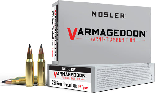 Nosler Bullets Varmageddon 221 Rem Fireball 40gr Flat Base Tipped 20rd - Box or Case