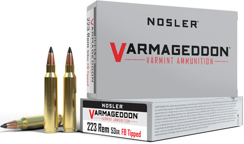 Nosler Varmageddon 223 Rem 53gr Flat Base Tipped 20 Rd - Box or Case