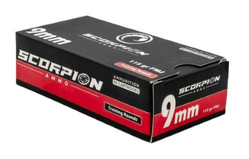 Scorpion Ammo 9mm Luger 115gr FMJ-RN 50 Rd - Box or Case
