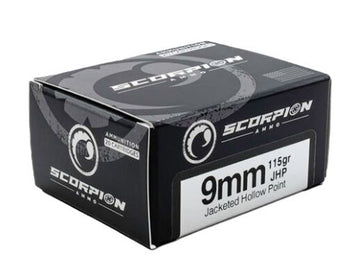 Scorpion Ammo 9mm Luger 115gr JHP 20 Rd - Box or Case