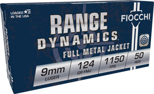 Fiocchi Range Dynamics 9mm Luger 124gr FMJ 1150 fps 50 Rd - Box or Case