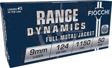 Fiocchi Range Dynamics 9mm Luger 124gr FMJ 1150 fps 50 Rd - Box or Case