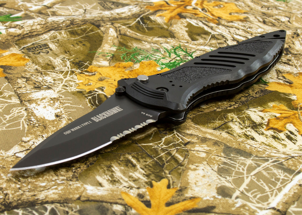 Blackhawk CQD Mark 1 Type E Folding Rescue Knife - Serrated