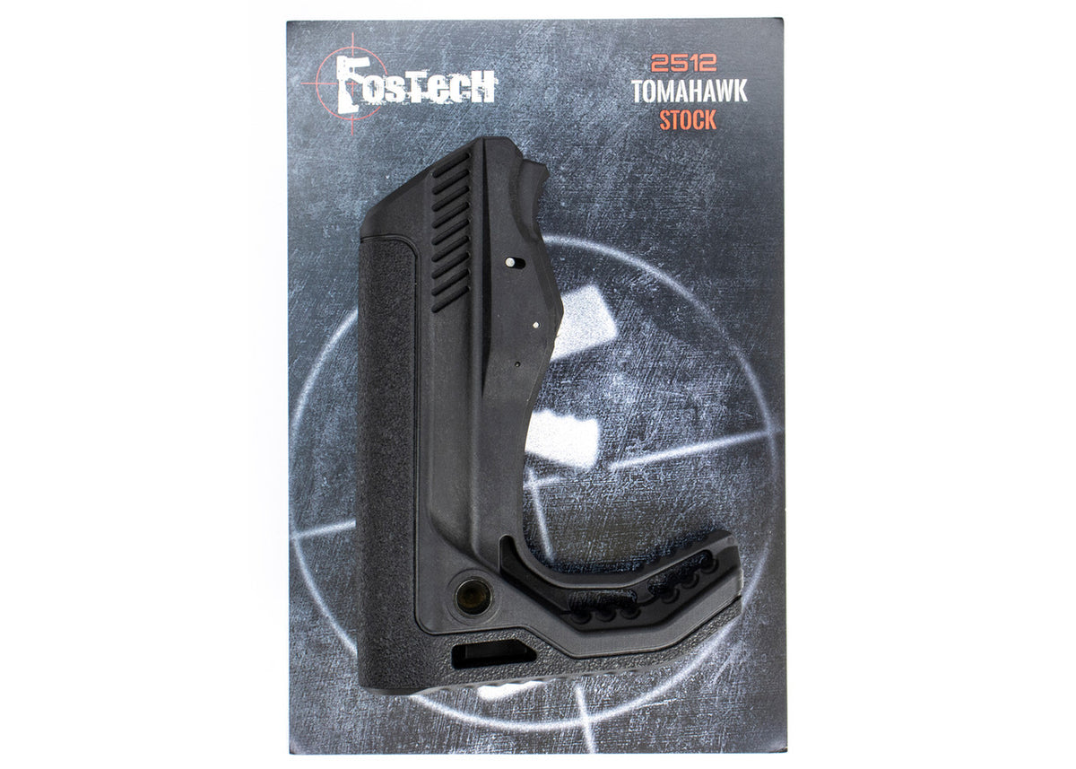 FOSTECH TOMAHAWK STOCK, 6 POSITION COLLAPSABLE AR-15 STOCK (BLACK)