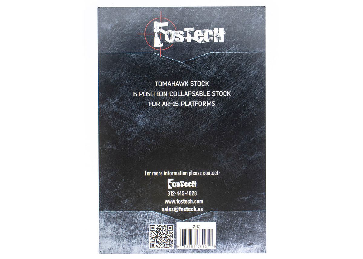 FOSTECH TOMAHAWK STOCK, 6 POSITION COLLAPSABLE AR-15 STOCK (BLACK)