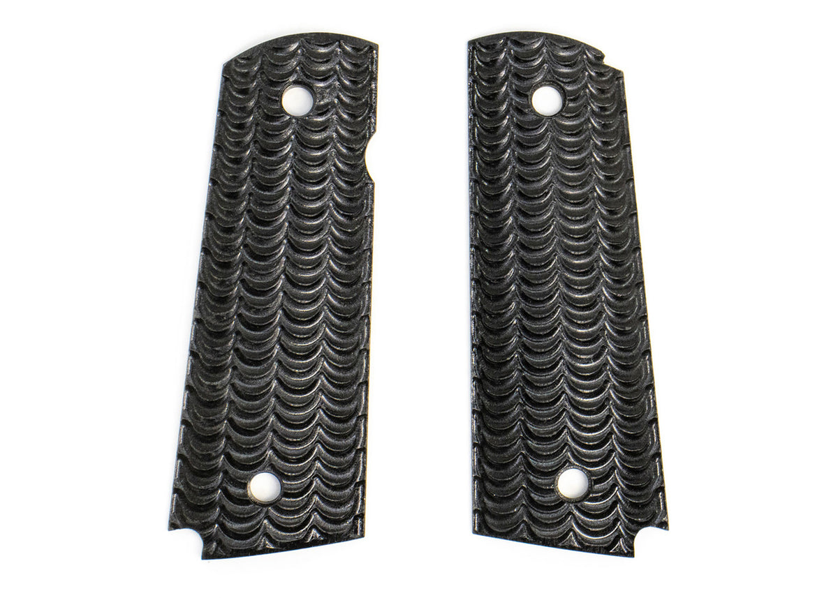1911 Wood Scalloped Grip Set - Black - Warped