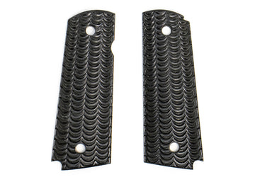 1911 Wood Scalloped Grip Set - Black - Warped