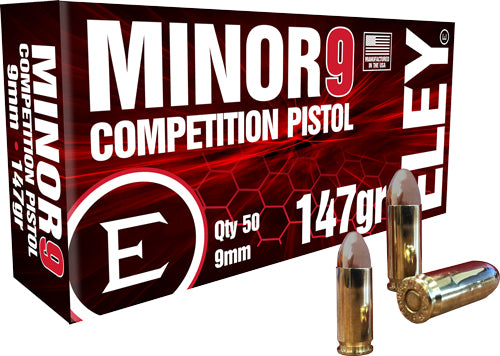 Eley Minor 9 Competition 9mm Luger 147gr FMJ 50 Rd - Box or Case