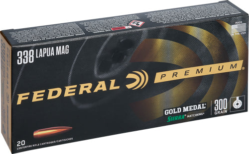 Federal Gold Medal 338 Lapua Mag 300gr Sierra MatchKing BTHP 20rd - Box or Case