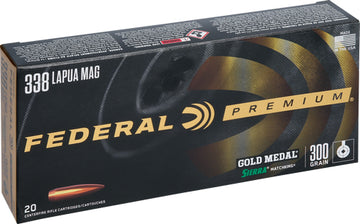 Federal Gold Medal 338 Lapua Mag 300gr Sierra MatchKing BTHP 20rd - Box or Case