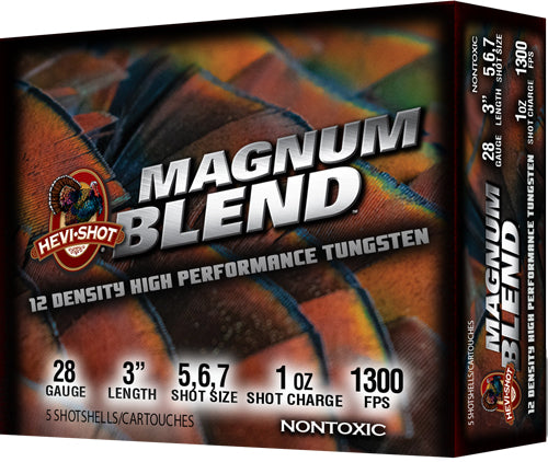 Hevi-Shot Magnum Blend 28 Gauge 3" 1 oz #5/6/7 Tungsten Shot 5 Rd Shotshells - Box or Case