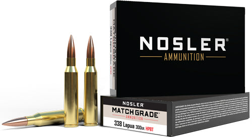 Nosler Bullets Match Grade 338 Lapua Magnum 300gr Custom Competition HPBT 20rd - Box or Case